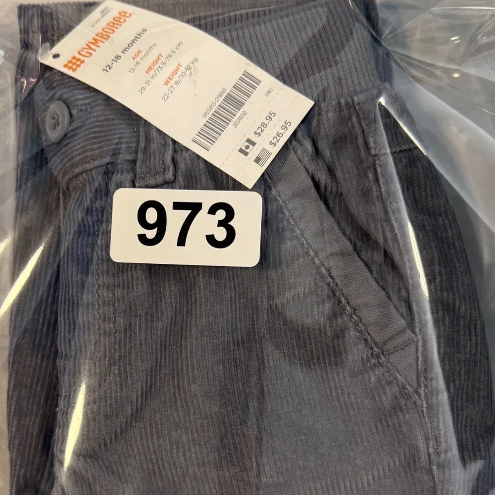 Gymboree Corduroy Pants Gray Straight Elastic Waist‎ Baby 12-18M